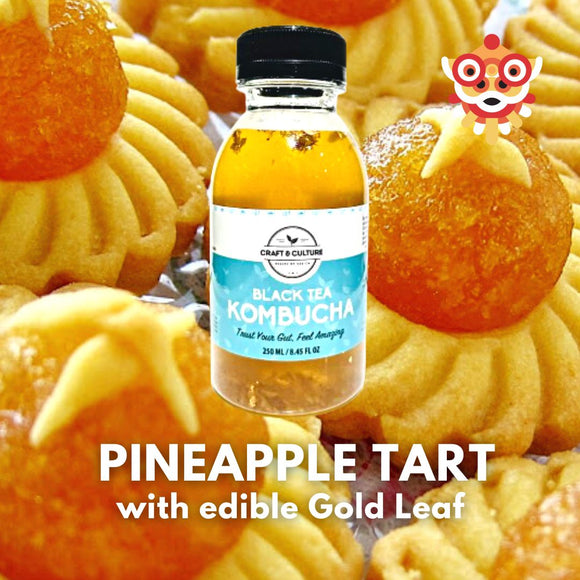 [FINAL] Pineapple Tart Black Tea Kombucha with edible GOLD LEAF