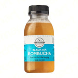 A transparent plastic bottle with a black cap, labeled "Red Robe Da Hong Pao Black Tea Kombucha" from Craft & Culture - Kombucha, Kefir & Probiotics Singapore. The blue and white label states "Trust Your Gut. Feel Amazing." This 250 ml (8.45 fl oz) beverage offers the richness of traditional Chinese tea in every sip.